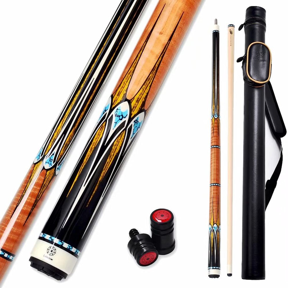 Collapsar CXL300 Pool Cue with 1X1 Hard Case,Low Deflection Shaft 13mm Black Tip Billiard Ques Sticks,58" 2-Pieces 21 oz Professional Pool Stick Set