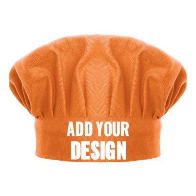 TopTie Custom Print Chef Hat for Kids & Adults, Cotton Elastic Adjustable Kitchen Cooking Baking Hat-Orange-M