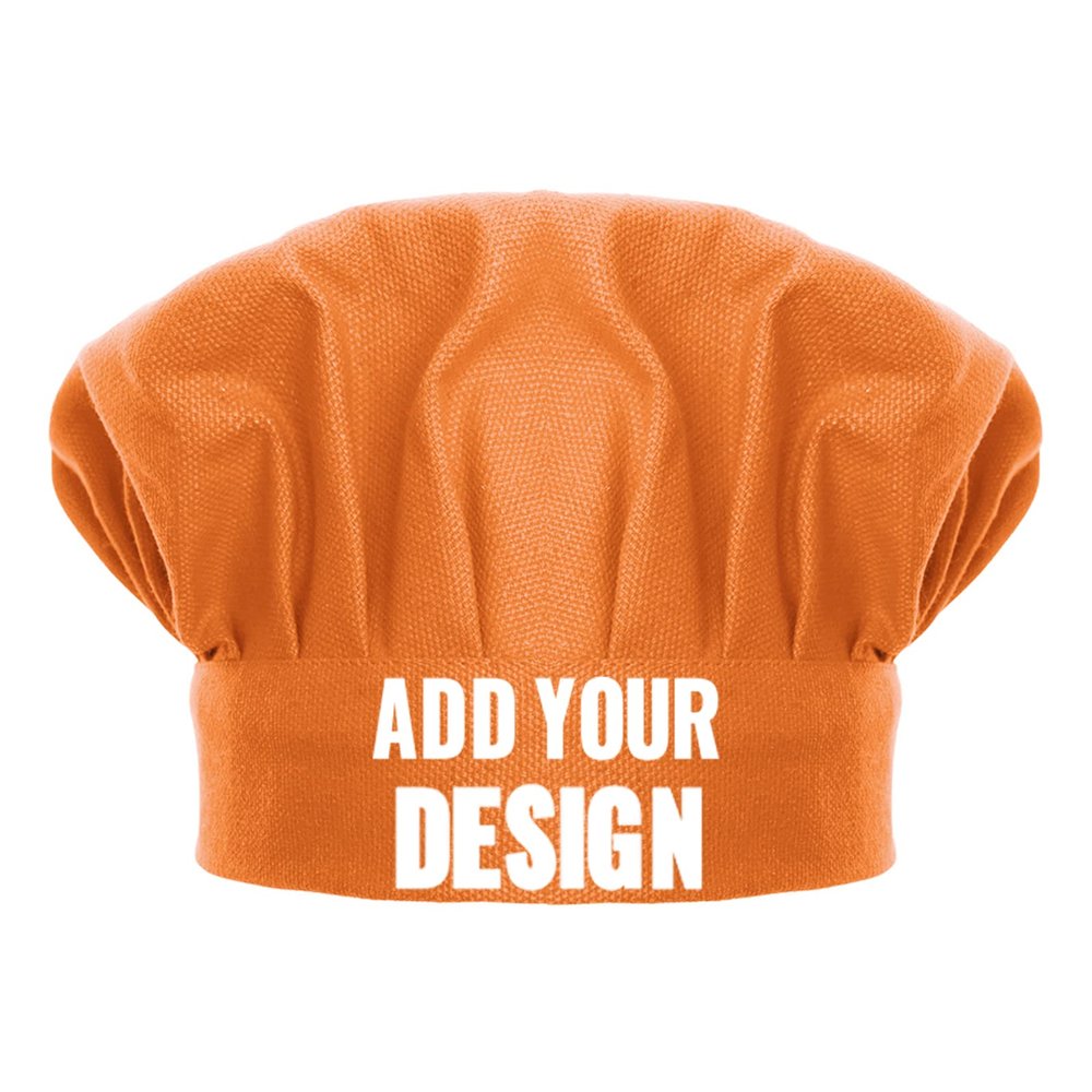 TopTie Custom Print Chef Hat for Kids & Adults, Cotton Elastic Adjustable Kitchen Cooking Baking Hat-Orange-M