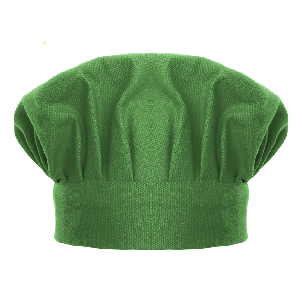 TopTie Chef Hat for Kid & Adult, Cotton Elastic Adjustable Kitchen Cooking Baking Hat-Kelly Green-M