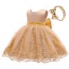 Flower Girl Dress 6 9 Month Sleeveless Clothing Lace Special Occasion Dress Ruffles Wedding Birthday Dresses Embroidery Tulle Tutu Ball Gowns for Infant Party Knee Sundresss Costumes (8557Gold, 70) view 2