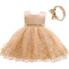 Flower Girl Dress 6 9 Month Sleeveless Clothing Lace Special Occasion Dress Ruffles Wedding Birthday Dresses Embroidery Tulle Tutu Ball Gowns for Infant Party Knee Sundresss Costumes (8557Gold, 70) view 3