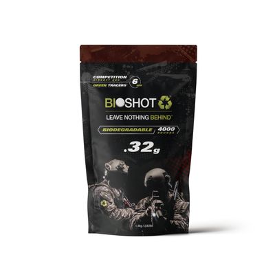 BioShot Biodegradable Green Tracer Glow in The Dark Airsoft BBS .32g Super Slick Polish - Seamless Competition Match Grade for All 6mm Airsoft Guns and Accessories (4000 Rounds)