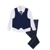 SaiLiiny Toddler Suits for Boys Wedding Suit Dress Shirt Navy Blue Vest and Pants Sets for Boy with Tie Size 4T view 1