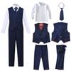SaiLiiny Toddler Suits for Boys Wedding Suit Dress Shirt Navy Blue Vest and Pants Sets for Boy with Tie Size 4T view 3