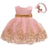 Flower Girl Dress 6 9 Month Sleeveless Clothing Lace Special Occasion Dress Ruffles Wedding Birthday Dresses Embroidery Tulle Tutu Ball Gowns for Infant Party Knee Sundresss Costumes (8557Pink, 70) view 3