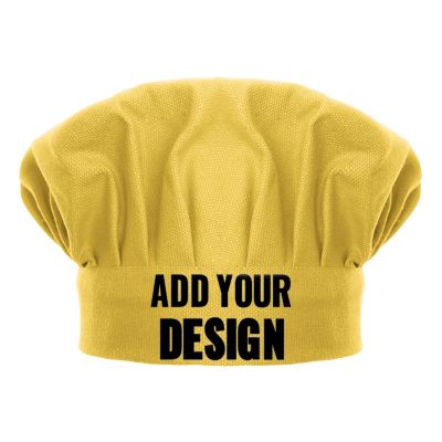 TopTie Custom Print Chef Hat for Kids & Adults, Cotton Elastic Adjustable Kitchen Cooking Baking Hat-Yellow-L