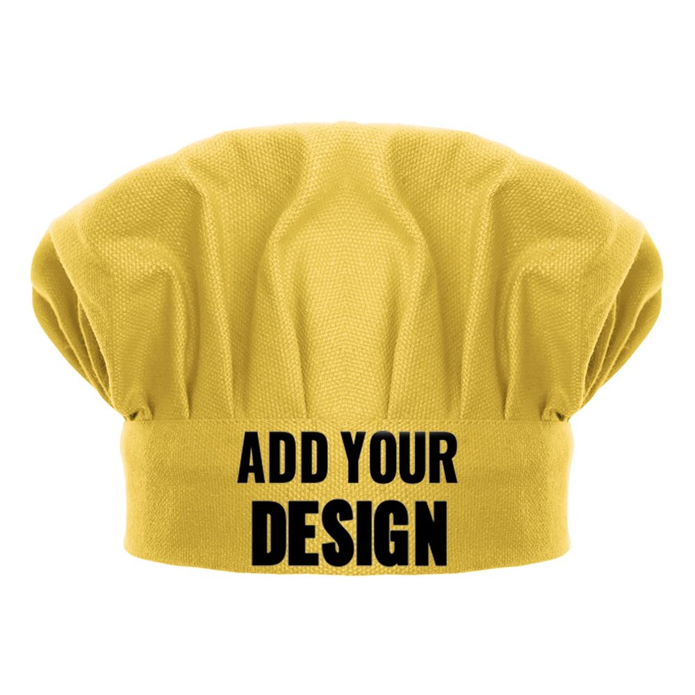 TopTie Custom Print Chef Hat for Kids & Adults, Cotton Elastic Adjustable Kitchen Cooking Baking Hat-Yellow-L