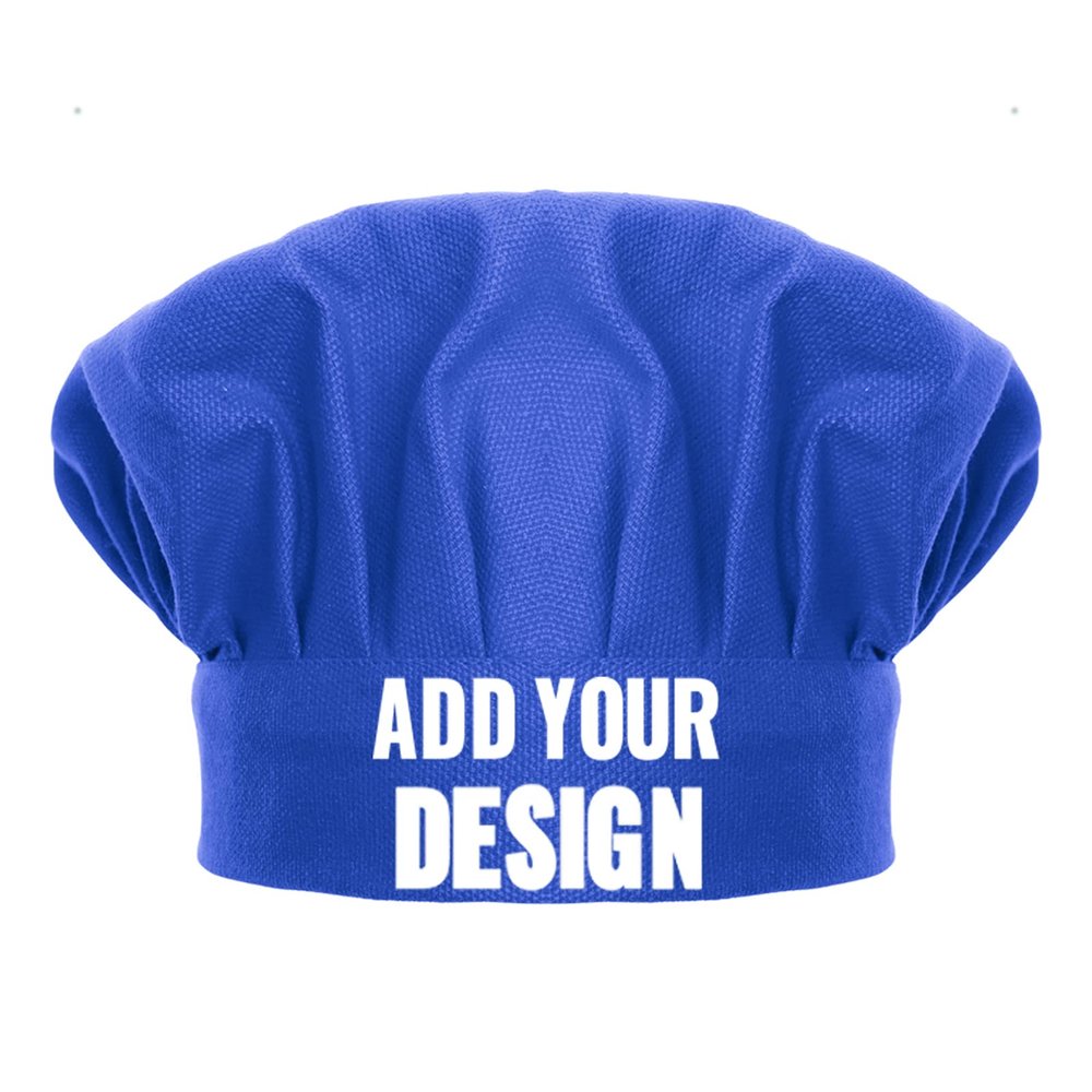 TopTie Custom Print Chef Hat for Kids & Adults, Cotton Elastic Adjustable Kitchen Cooking Baking Hat-Blue-S