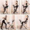 leikefitness Folding Stationary Bike Recumbent Exercise Bike w/Arm Resistance Bands-Pulse Sensor-LCD Monitor and Easy to Assemble Indoor Cycling Bike 2280 (GREY) view 4