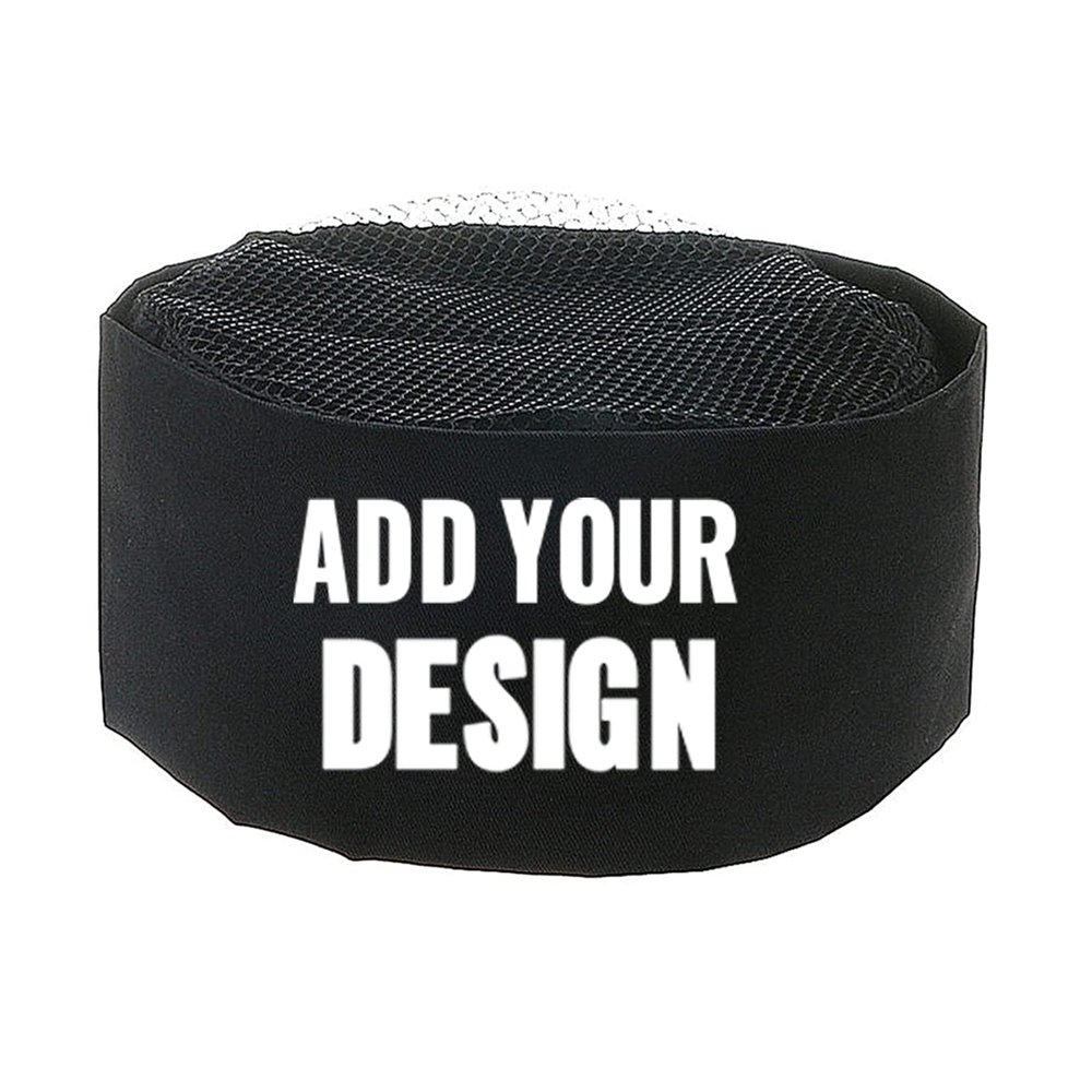 TopTie Custom Print Mesh Top Chef Hat, Sushi Restaurant Work Cap, Kitchen Cooking Food Service Waiter Skull Cap-Black