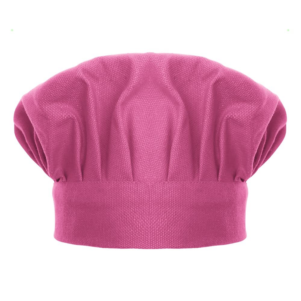 TopTie Chef Hat for Kid & Adult, Cotton Elastic Adjustable Kitchen Cooking Baking Hat-Hot Pink-L