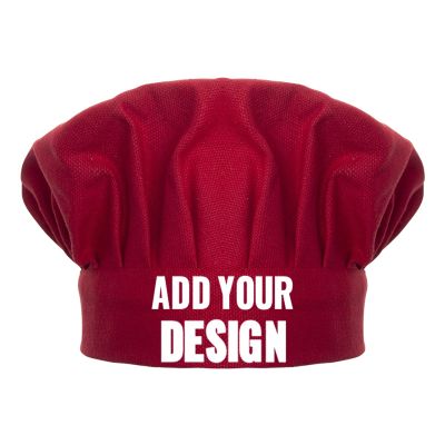 TopTie Custom Print Chef Hat for Kids & Adults, Cotton Elastic Adjustable Kitchen Cooking Baking Hat-Red-L