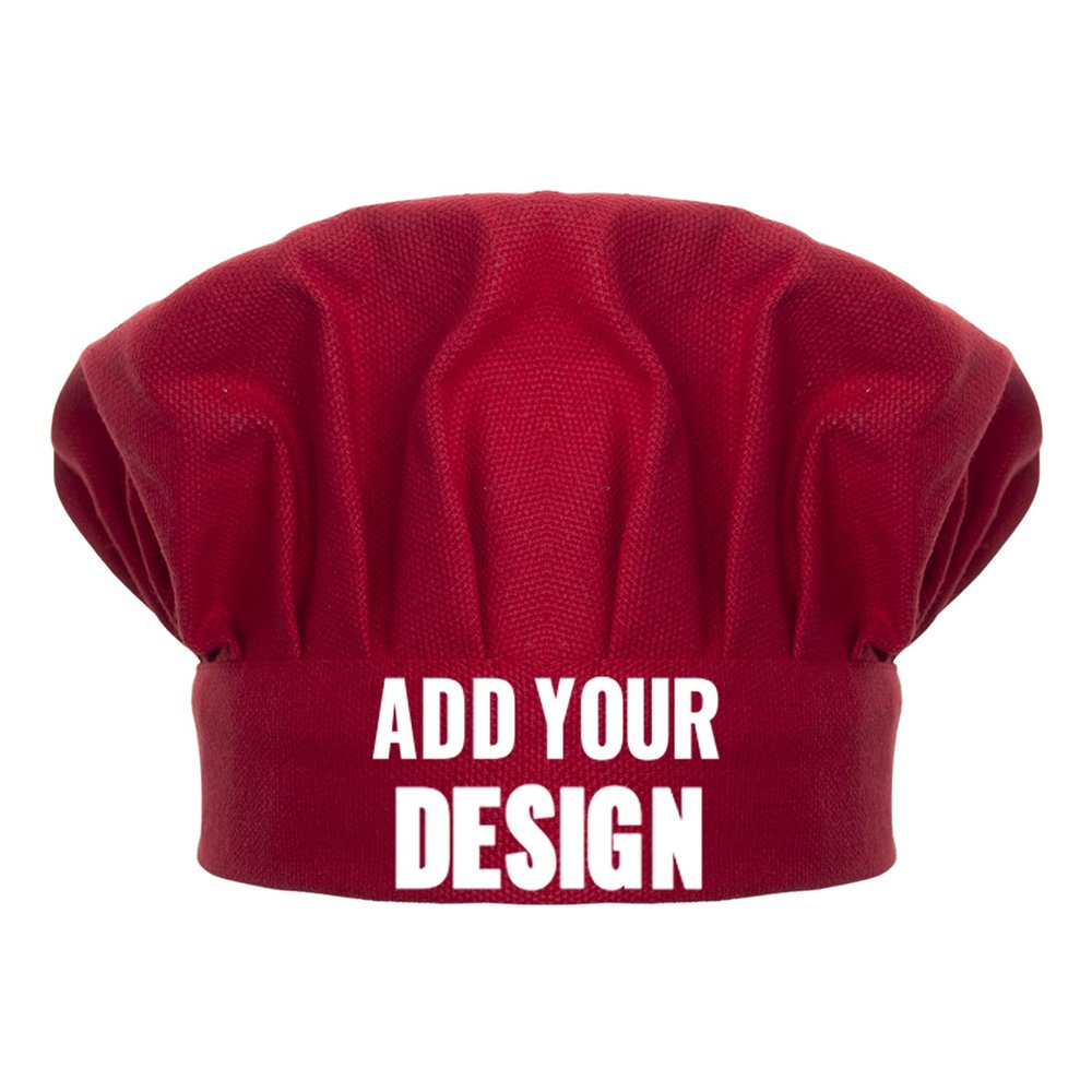 TopTie Custom Print Chef Hat for Kids & Adults, Cotton Elastic Adjustable Kitchen Cooking Baking Hat-Red-L