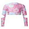 Hansber Kids Girls Floral Printed Crop Top Long Sleeve Compression Shirts Yoga Sport Tops Activewear Dancewear Pink 10 view 1