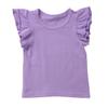 Kids Baby Girl Plain Tee Shirts Ruffle Short Sleeve Basic Cotton T-Shirt Tops Blouse Clothes for Toddler (Purple, 4-5 Years) view 1