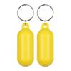 Queenbox 2PCS Yellow Plastic Floating Keyring + Metal Keychain, Buoyant Key Chain for Rowing Fishing Sailing Outdoor Water Sports view 1