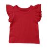 Qiylii Kids Baby Girl Plain Tee Shirts Ruffle Short Sleeve Basic Cotton T-Shirt Tops Blouse Clothes for Toddler (Wine Red, 1-2 Years) view 1