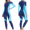 OMGear Swimsuit Women Long Sleeve Dive Skin Full Bodysuit Spandex Swimwear UV Protection Rashguard Thin Wetsuit for Swimming Kayaking Surfing Snorkeling Diving Rafting(AquaNavy Blue,L) view 1