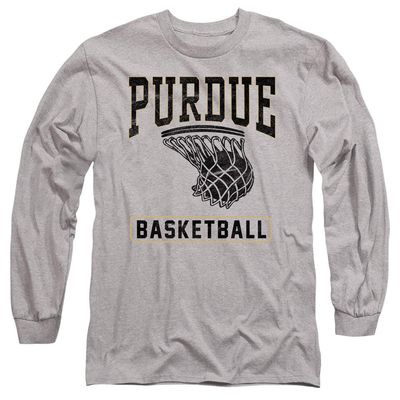 Purdue University Official Basketball Hoops Unisex Adult Long-Sleeve T Shirt,Athletic Heather, 3X-Large