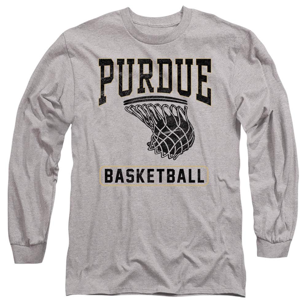 Purdue University Official Basketball Hoops Unisex Adult Long-Sleeve T Shirt,Athletic Heather, 3X-Large