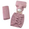 Vemonllas Newborn Baby Boy Girl Photography Props Bow Wrap, Posing Aid, Hat and Blanket Set of 4 Pcs (Purple Pink) view 2