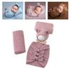 Vemonllas Newborn Baby Boy Girl Photography Props Bow Wrap, Posing Aid, Hat and Blanket Set of 4 Pcs (Purple Pink) view 3