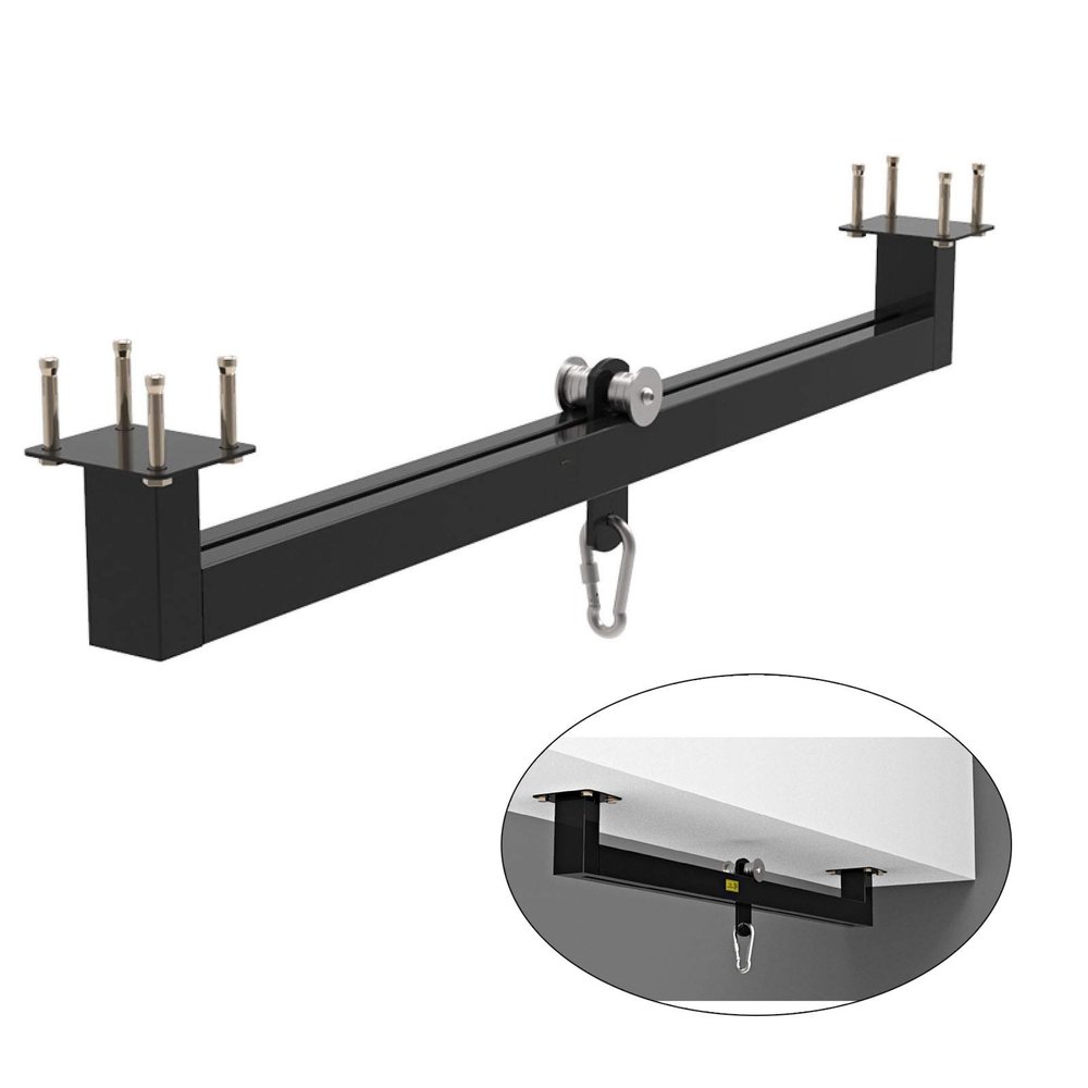 ZHANGQINGXIU Ceiling Mount Sandbag Bracket Movable Rail Steel Pipe Wall Boxing Hanger Hanging Boxing Rack Load-Bearing 450kg (Color : Black, Size : 106x12cm)