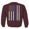 0084. American Flag Thin Blue Line Police Lives Matter Support Patriotic NY Sheriff Men's Crewneck Sweatshirt (Maroon Medium) view 3