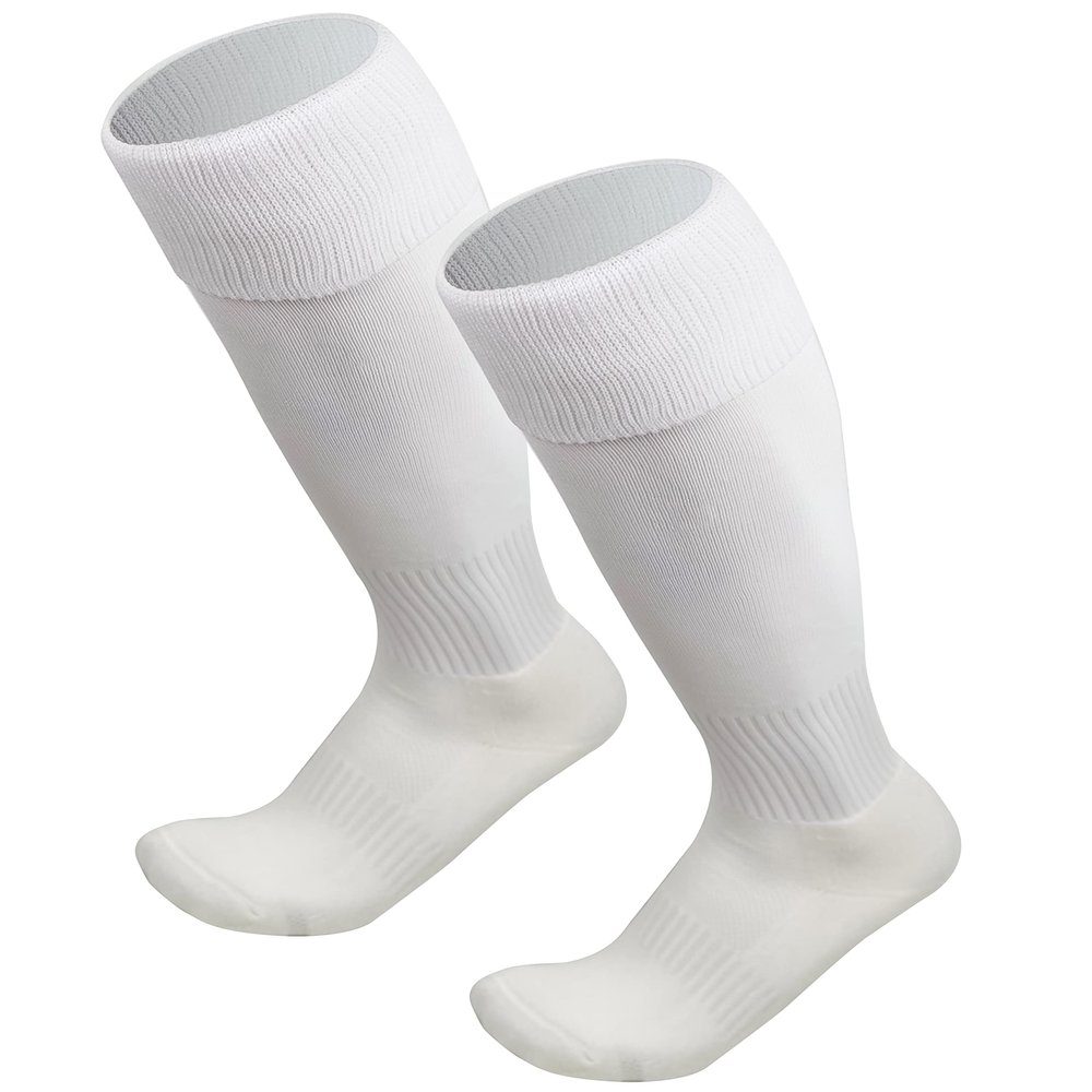 Just 4 Kicks Kid's Soccer Socks, Youth Solid Colors Soccer Socks (White)