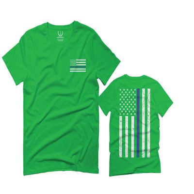 0084. American Flag Thin Blue Line Police Lives Matter Support Patriotic NY Sheriff for Men T Shirt (Irish Green 2X-Large)