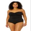 Anne Cole Plus Size Twist Front Shirred Tankini Black 22W view 1