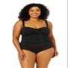Anne Cole Plus Size Twist Front Shirred Tankini Black 22W view 4