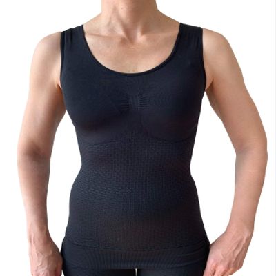 Bioflect Compression Vest Tank Top - with Bioactive Fibers and Raised Massaging Knit - for Binding, Support and Comfort (Black, S/M)