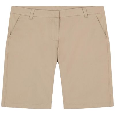 Izod Girls School Uniform Skinny Bermuda Twill Short, Khaki, 4