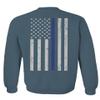 0084. American Flag Thin Blue Line Police Lives Matter Support Patriotic NY Sheriff Men's Crewneck Sweatshirt (Indigo Blue Small) view 3