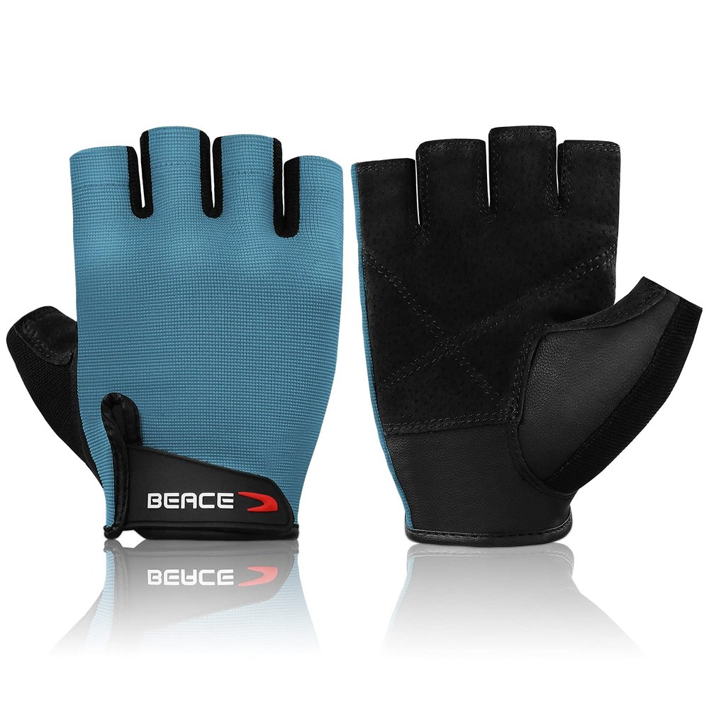 BEACE Weight Lifting Gym Gloves with Anti-Slip Leather Palm for Workout Exercise Training Fitness and Bodybuilding for Men & Women