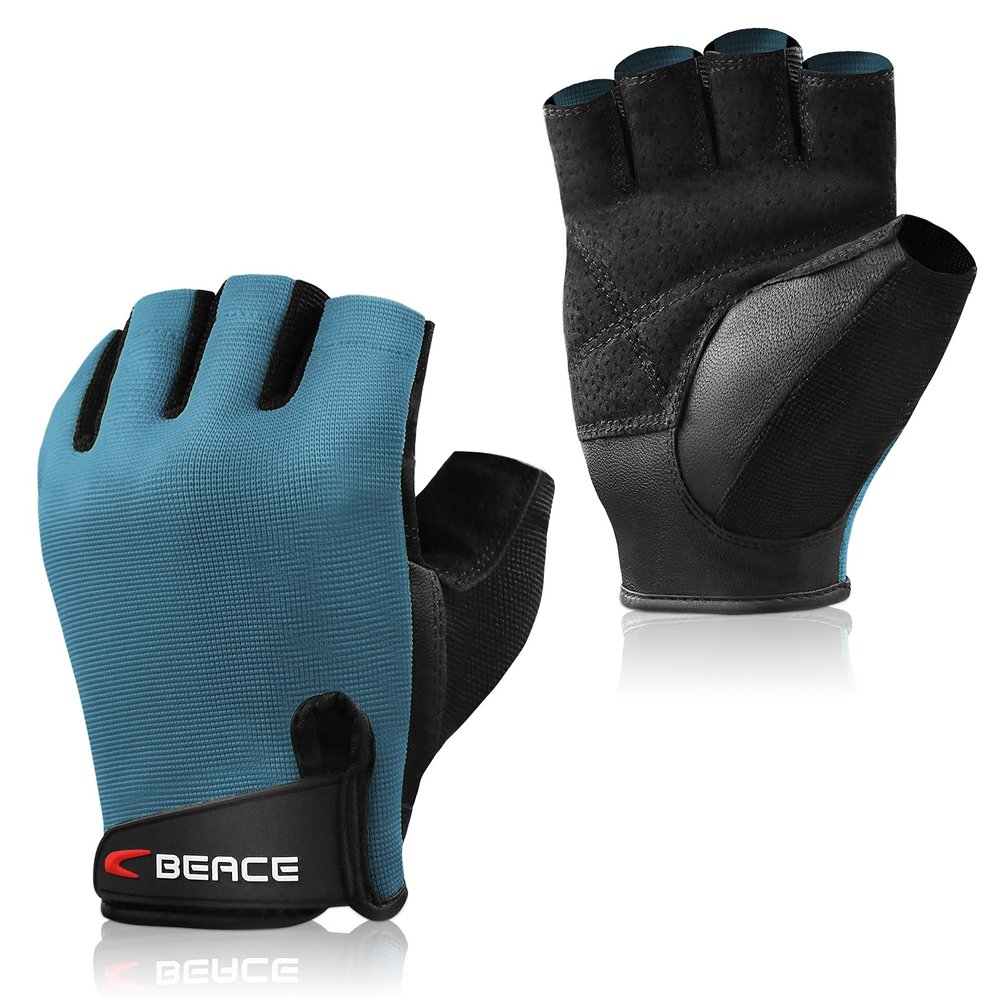 BEACE Weight Lifting Gym Gloves with Anti-Slip Leather Palm for Workout Exercise Training Fitness and Bodybuilding for Men & Women