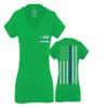 0084. American Flag Thin Blue Line Police Lives Matter Support Patriotic NY Sheriff for Women V Neck Fitted T Shirt (Irish GreenX Small) view 1