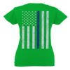 0084. American Flag Thin Blue Line Police Lives Matter Support Patriotic NY Sheriff for Women V Neck Fitted T Shirt (Irish GreenX Small) view 3