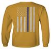 0084. American Flag Thin Blue Line Police Lives Matter Support Patriotic NY Sheriff Men's Long Sleeve t Shirt (Gold Medium) view 3