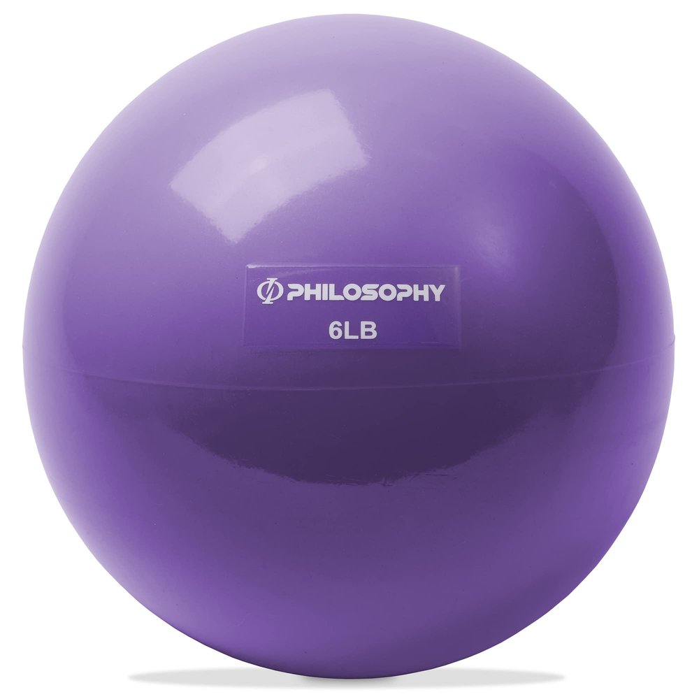 Philosophy Gym Toning Ball, 6 LB, Purple - Soft Weighted Mini Medicine Ball