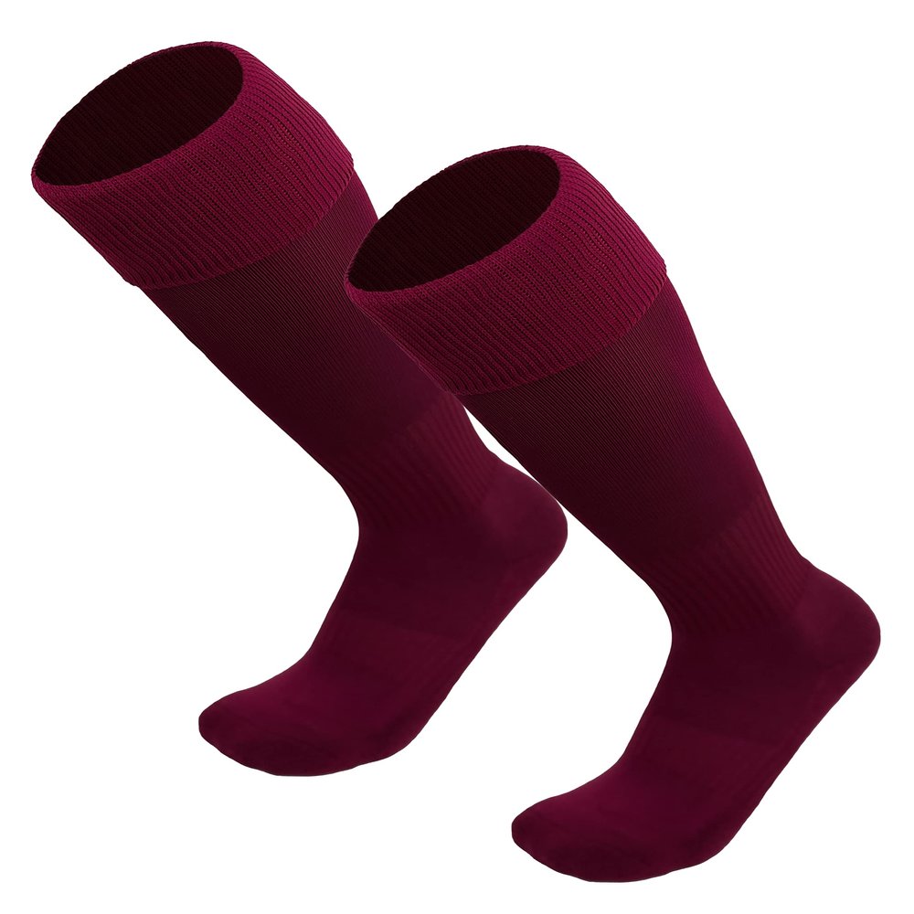 Just 4 Kicks Kid's Soccer Socks, Youth Solid Colors Soccer Socks (Burgundy)