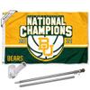 College Flags & Banners Co. Baylor Bears Mens Basketball 2021 National Champions Flag with Pole and Bracket Holder University Set view 1