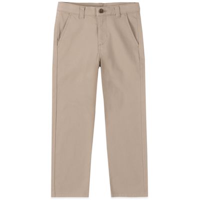 Izod Boys School Uniform Flat Front Twill Pants, Khaki, 7
