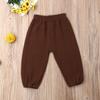 Mubineo Toddler Boy Girl Basic Plain Summer Fall Comfy Cotton Linen Pants (Coffee, 4T) view 2