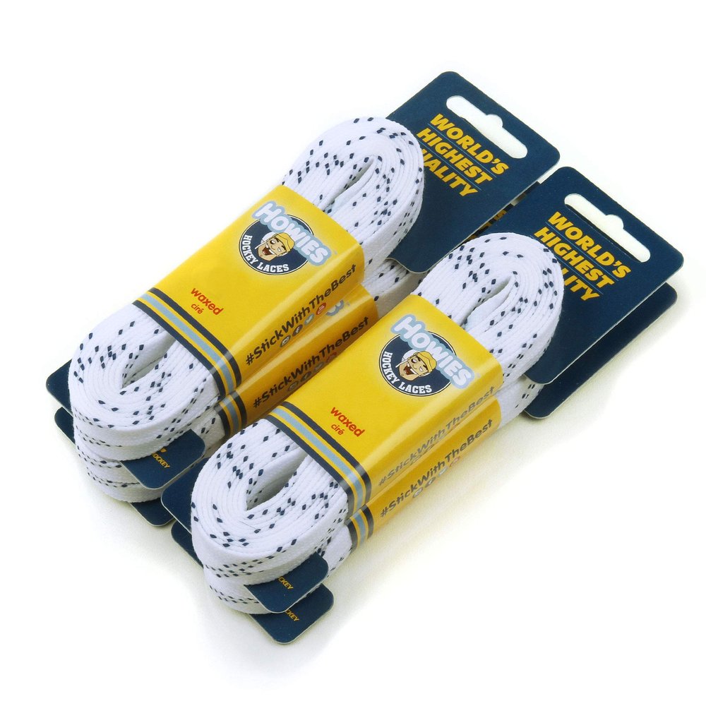 Howies Hockey Skate Laces - 4 Pack - White Wax for Youth, Junior and Senior Skates. Premium Quality Used by Athletes of All Ages; Minor, Junior, Pro. Crafts and Replacement (White, 72.0")