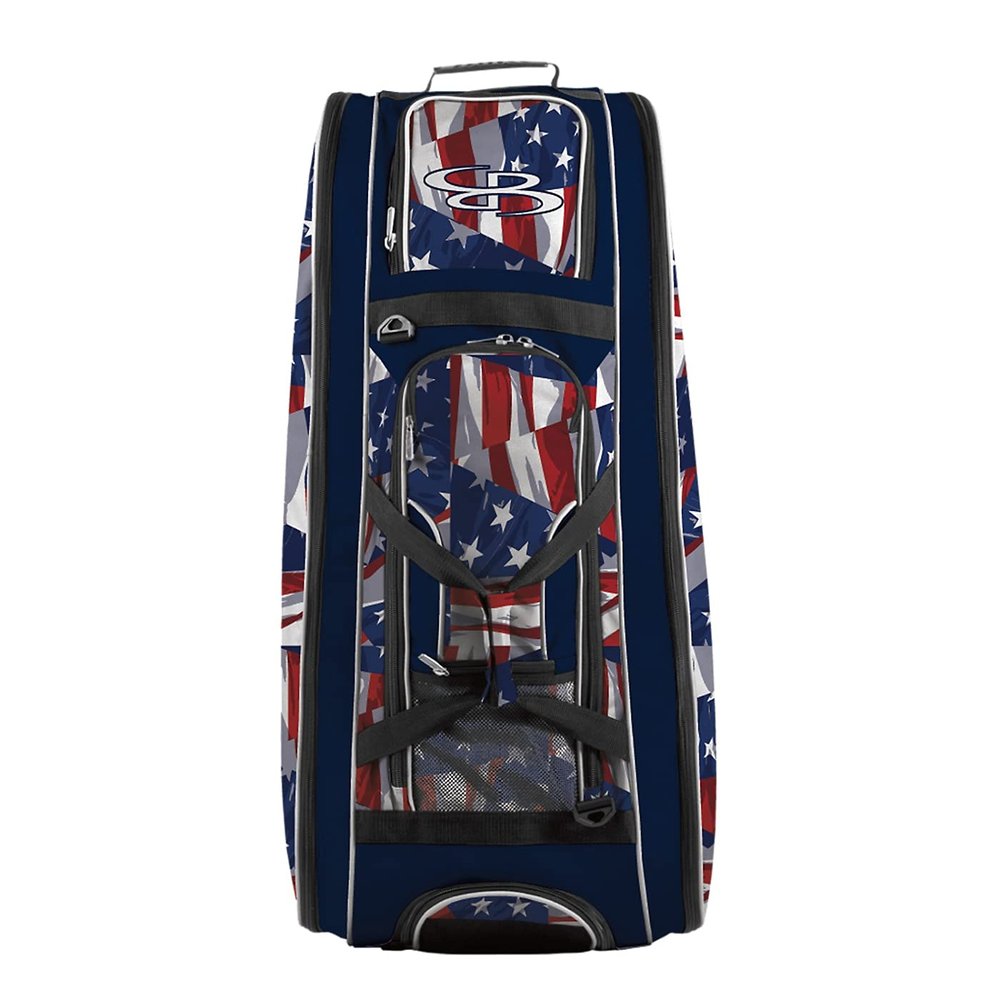 Boombah Beast Rolling Bat Bag 2.0-40" x 14" x 13" - USA Independence Navy/Red/White - Holds 8 Bats, Glove and Shoe Compartments