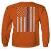 0084. American Flag Thin Blue Line Police Lives Matter Support Patriotic NY Sheriff Men's Long Sleeve t Shirt (Orange Medium) view 3