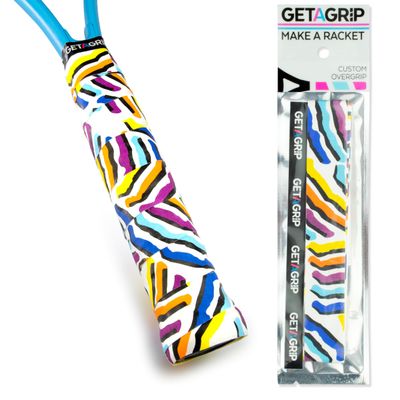 Get A Grip - Custom Tennis Racket Grip Tape - Anti-Slip/Quick-Drying Tennis Overgrips - Precut Badminton Racket Grip with Finishing Tape (Serve & Vibe, 1 Grip)